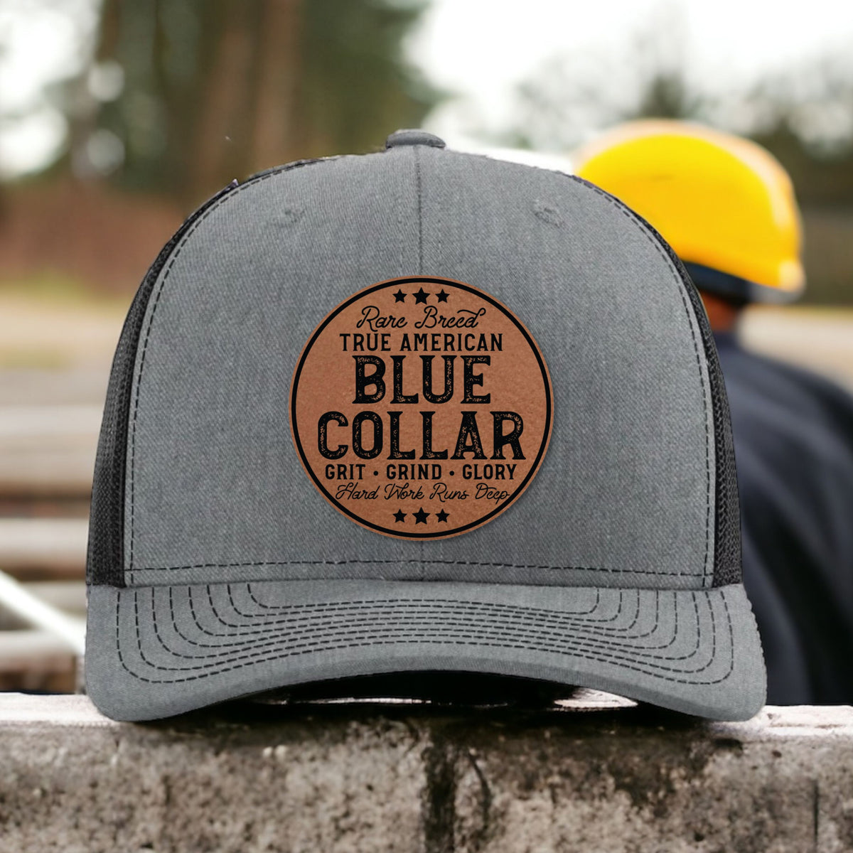 Alternate view of Blue Collar Richardson 112 trucker hat with leather patch