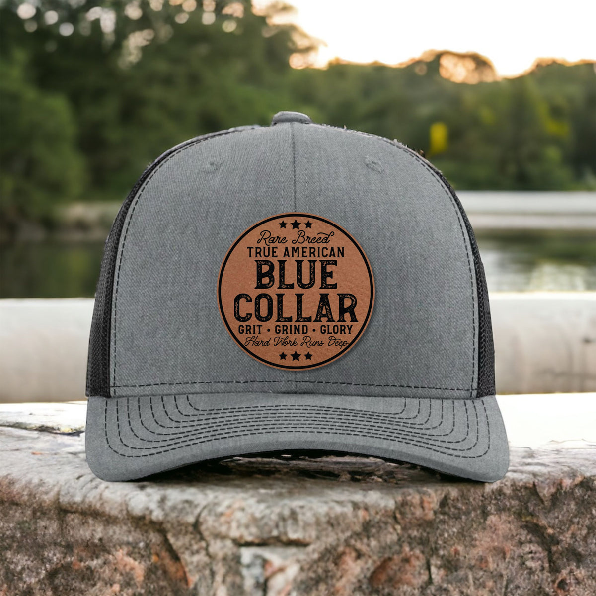 Blue Collar trucker hat for construction and tradesmen, product view
