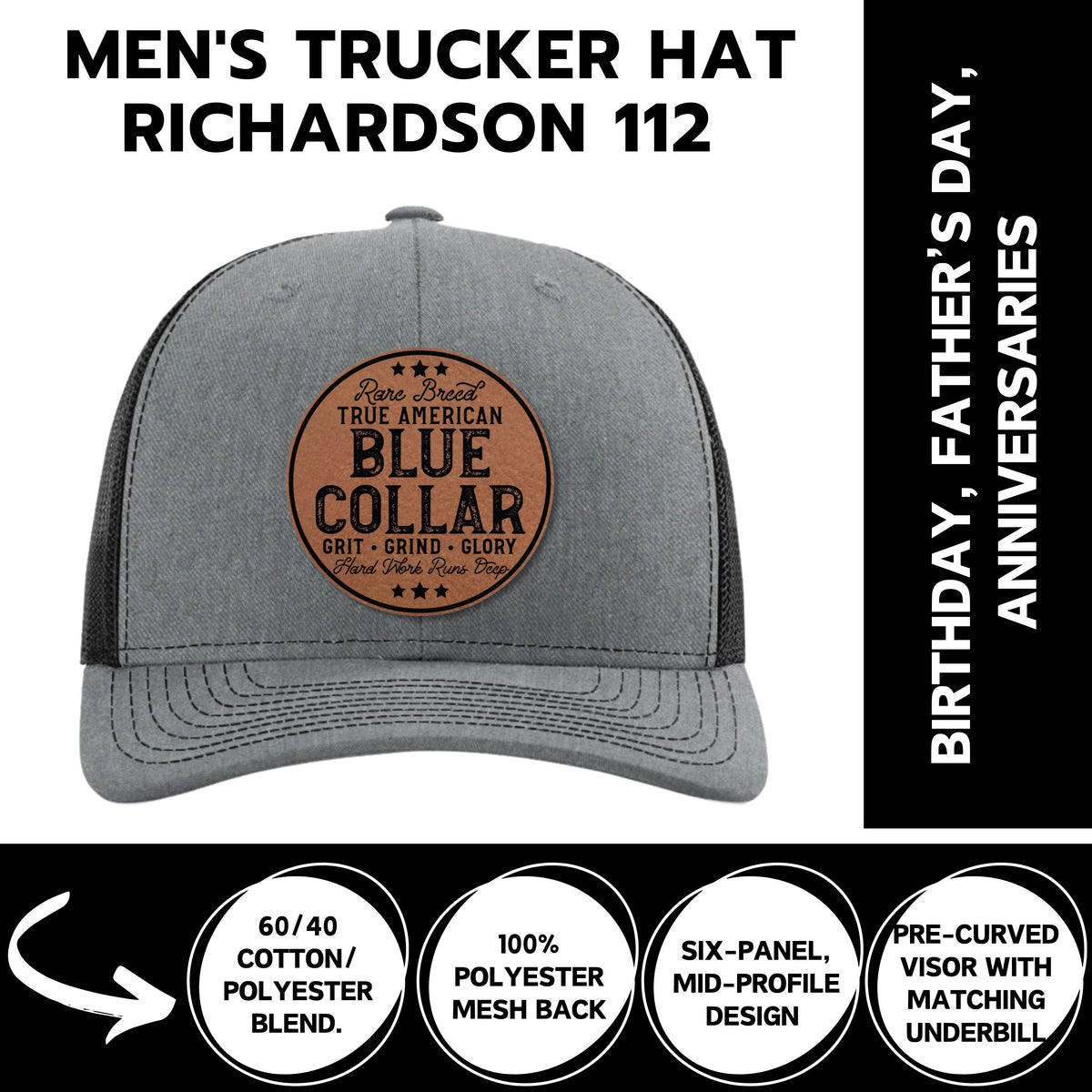 Blue Collar Trucker Hat – Richardson 112 Snapback | Work Hat for Construction, Welding &amp; Tradesmen