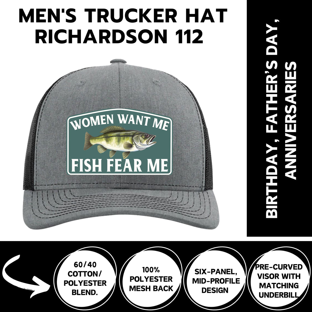 Richardson 112 bass fishing hat product detail view