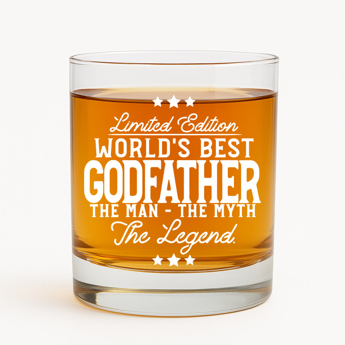 Personalized whiskey glass – close-up product photo for Godfather
