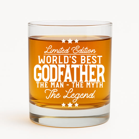 Personalized whiskey glass – close-up product photo for Godfather
