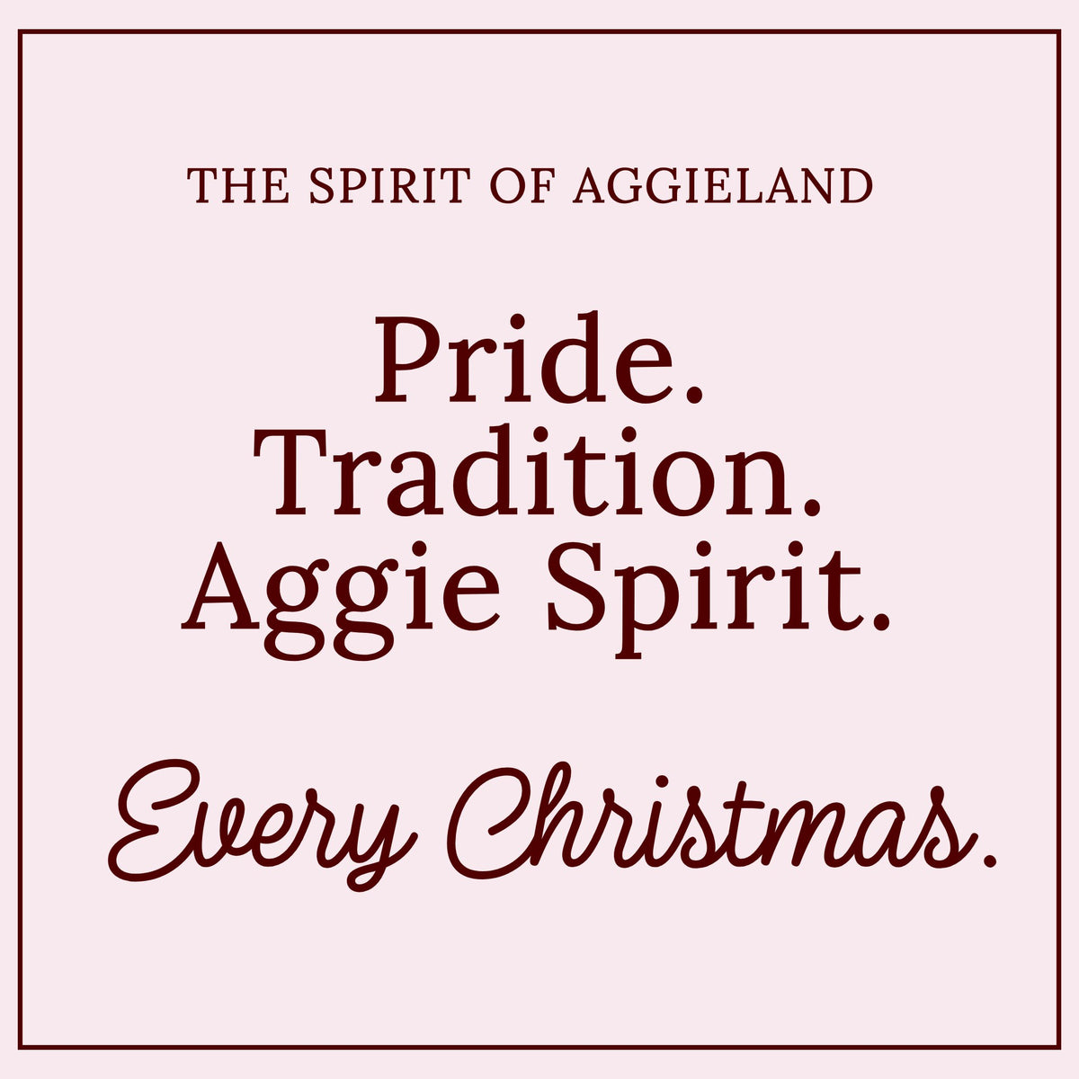 Texas A&M Aggie Christmas ornament graphic in maroon and white