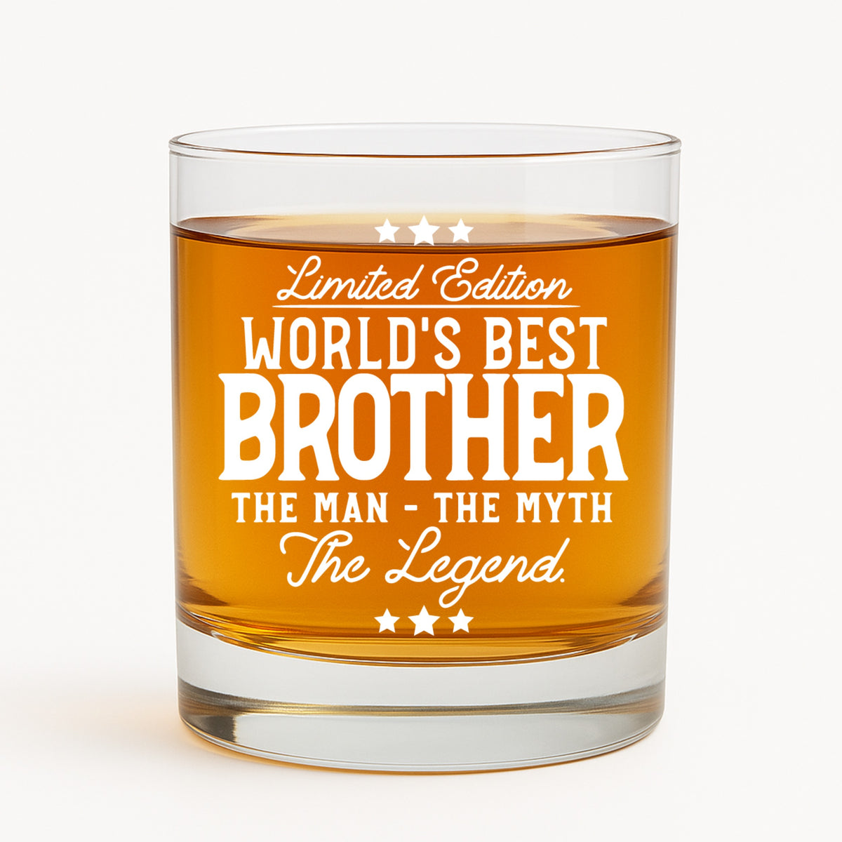 Personalized whiskey glass – close-up product photo for World's Best Brother