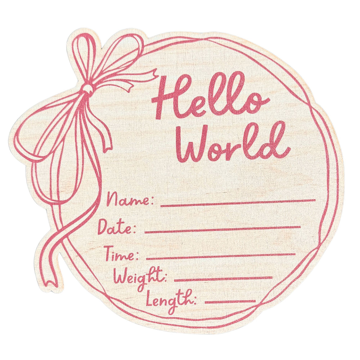 Hello World Baby Announcement Sign Birth Stats Wooden Round Keepsake for Newborn Photography Hospital Reveal or Nursery Decor