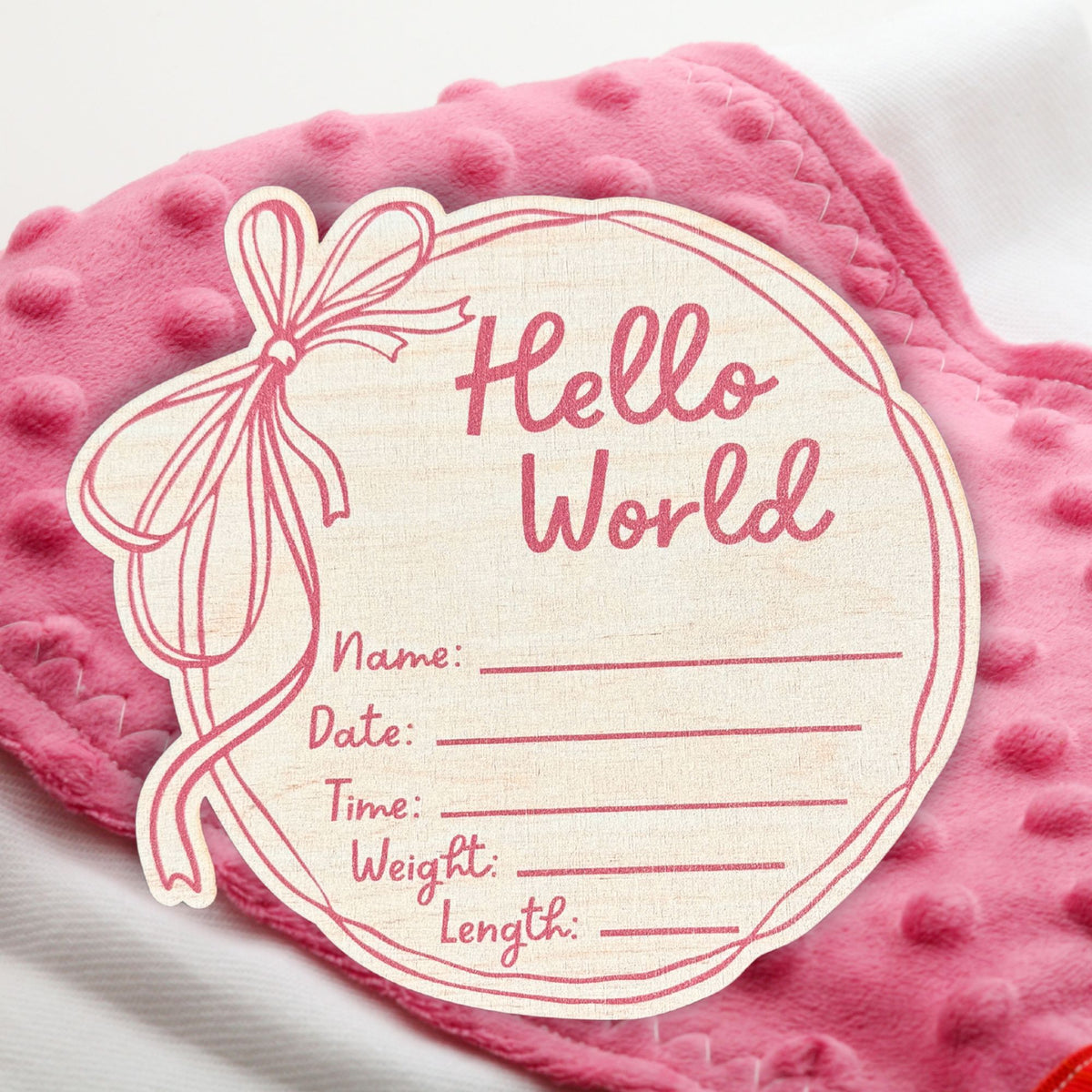 Hello World Baby Announcement Sign Birth Stats Wooden Round Keepsake for Newborn Photography Hospital Reveal or Nursery Decor