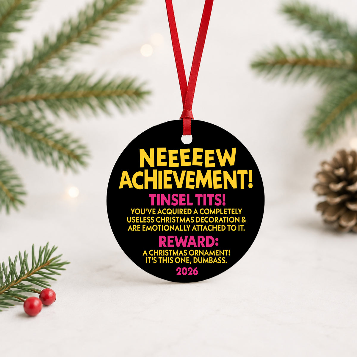 Dungeon Crawler Carl New Achievement ornament standing on a surface with greenery