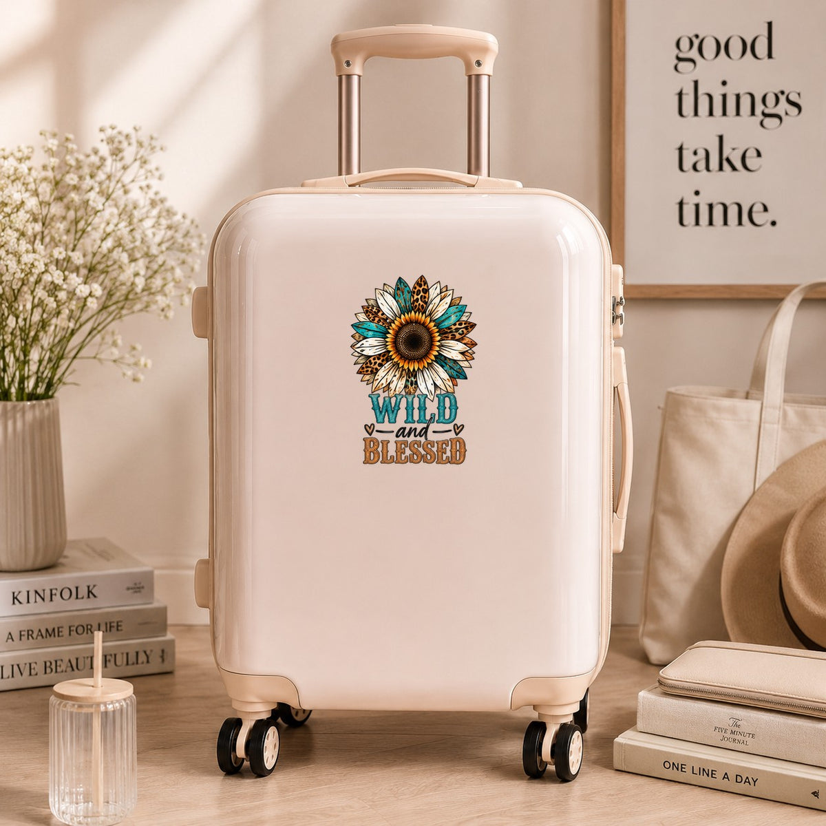 Wild And Blessed UV DTF Sticker application mockup 3