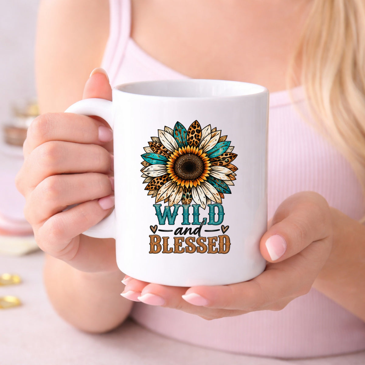 Wild And Blessed UV DTF Sticker application mockup 17