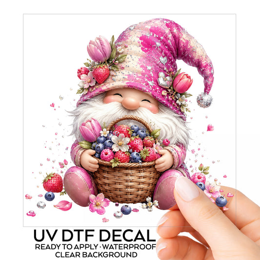 Berry Basket Gnome UV DTF Sticker application mockup 1