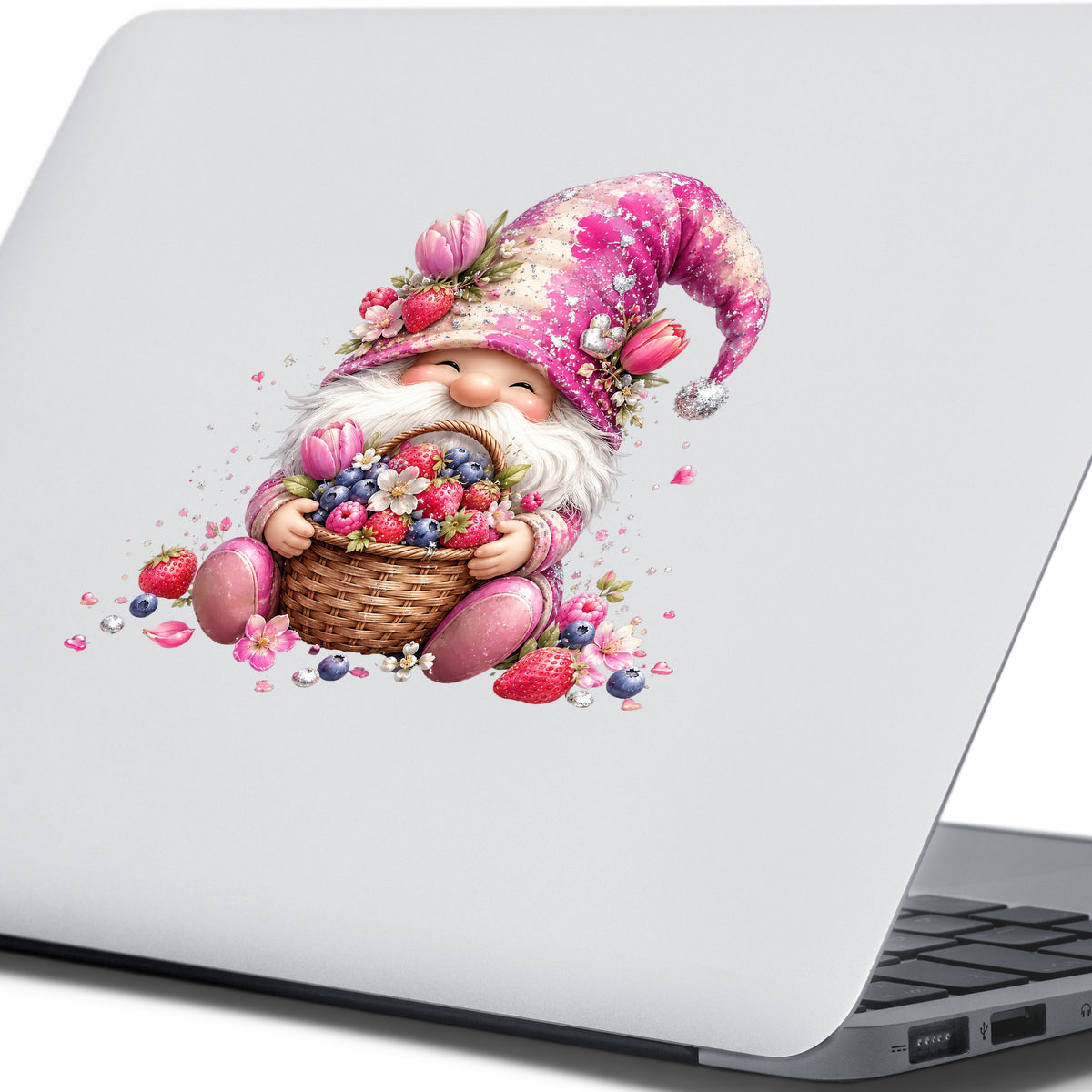 Berry Basket Gnome UV DTF Sticker application mockup 5