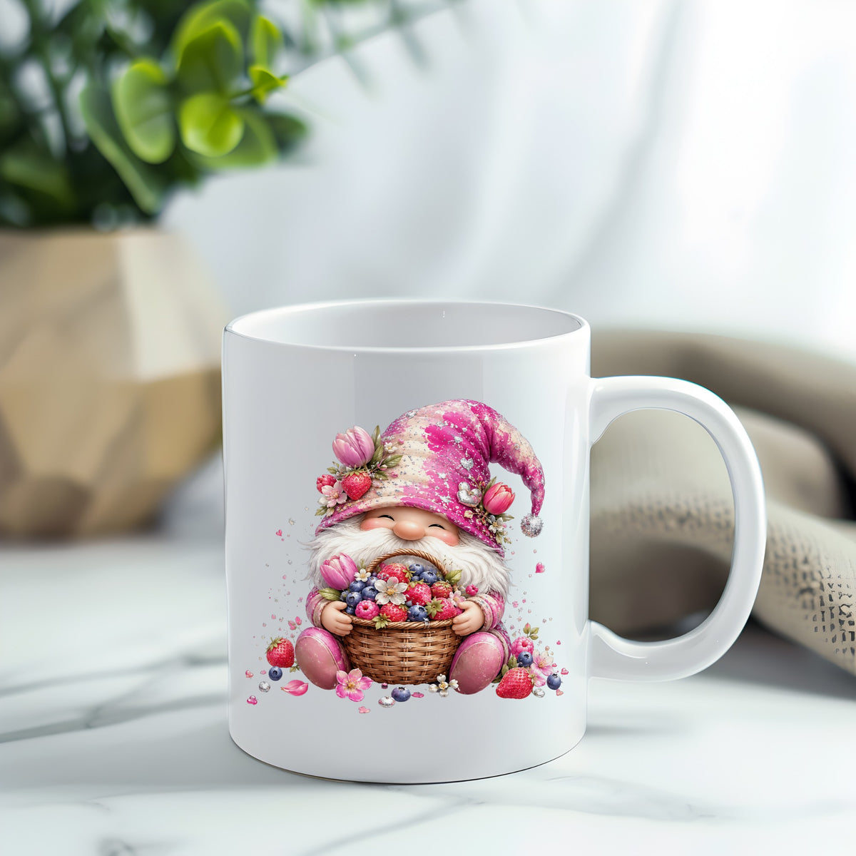 Berry Basket Gnome UV DTF Sticker application mockup 11