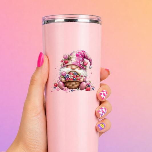 Berry Basket Gnome UV DTF Sticker application mockup 14