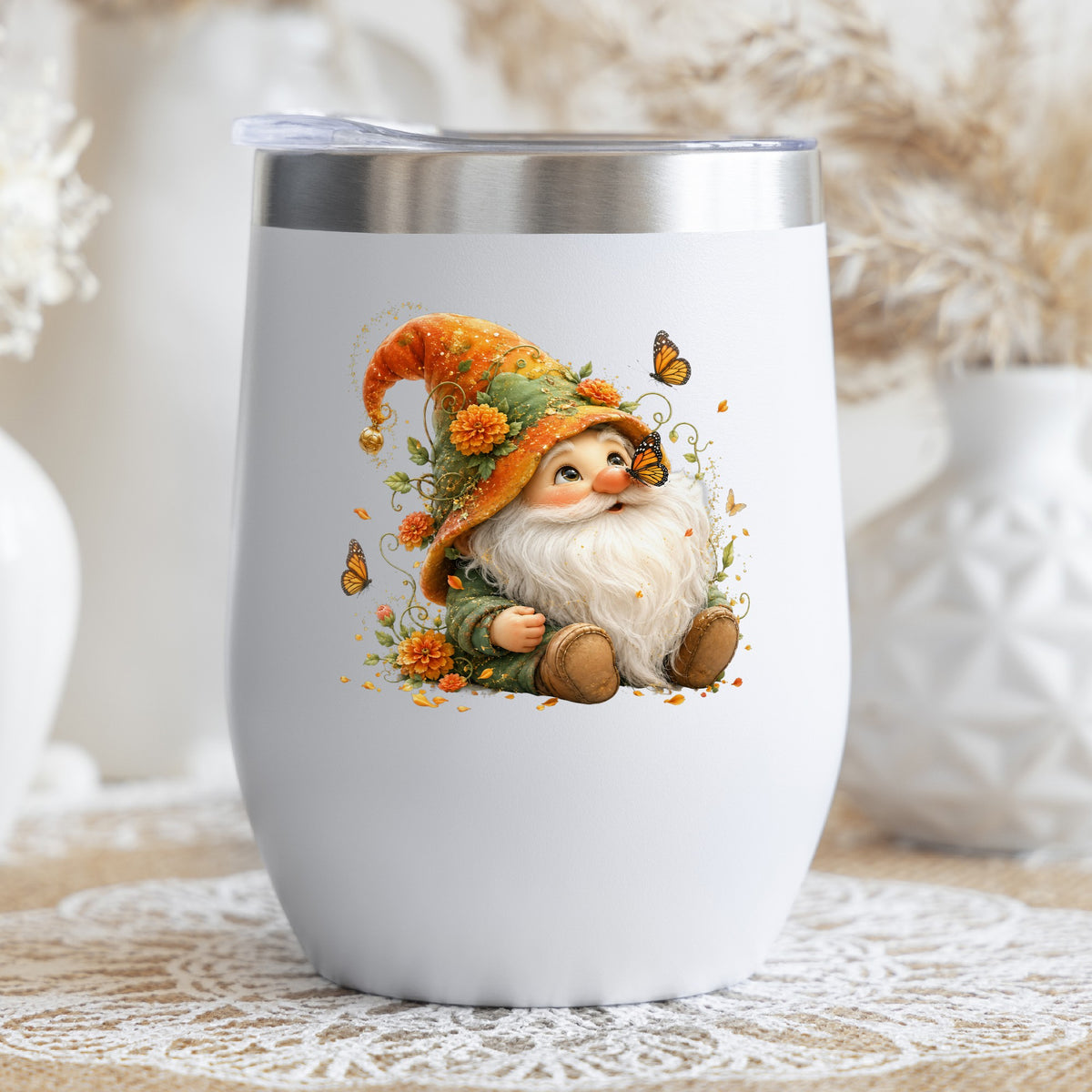 Monarch Butterfly Gnome UV DTF Sticker application mockup 16