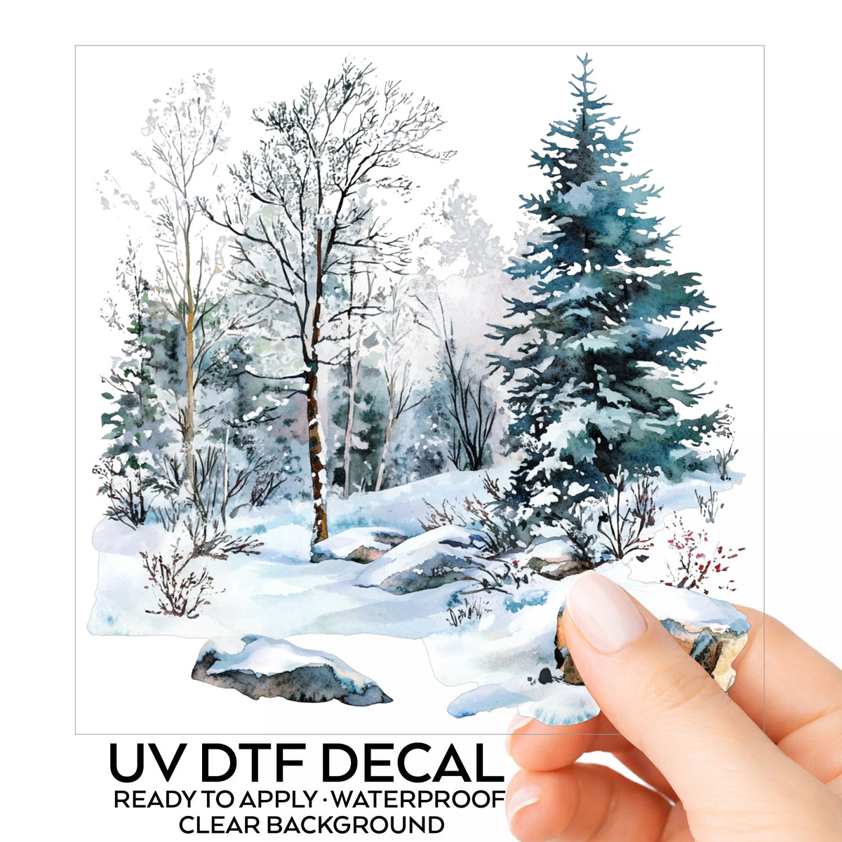 Birch And Spruce Winter Forest UV DTF sticker