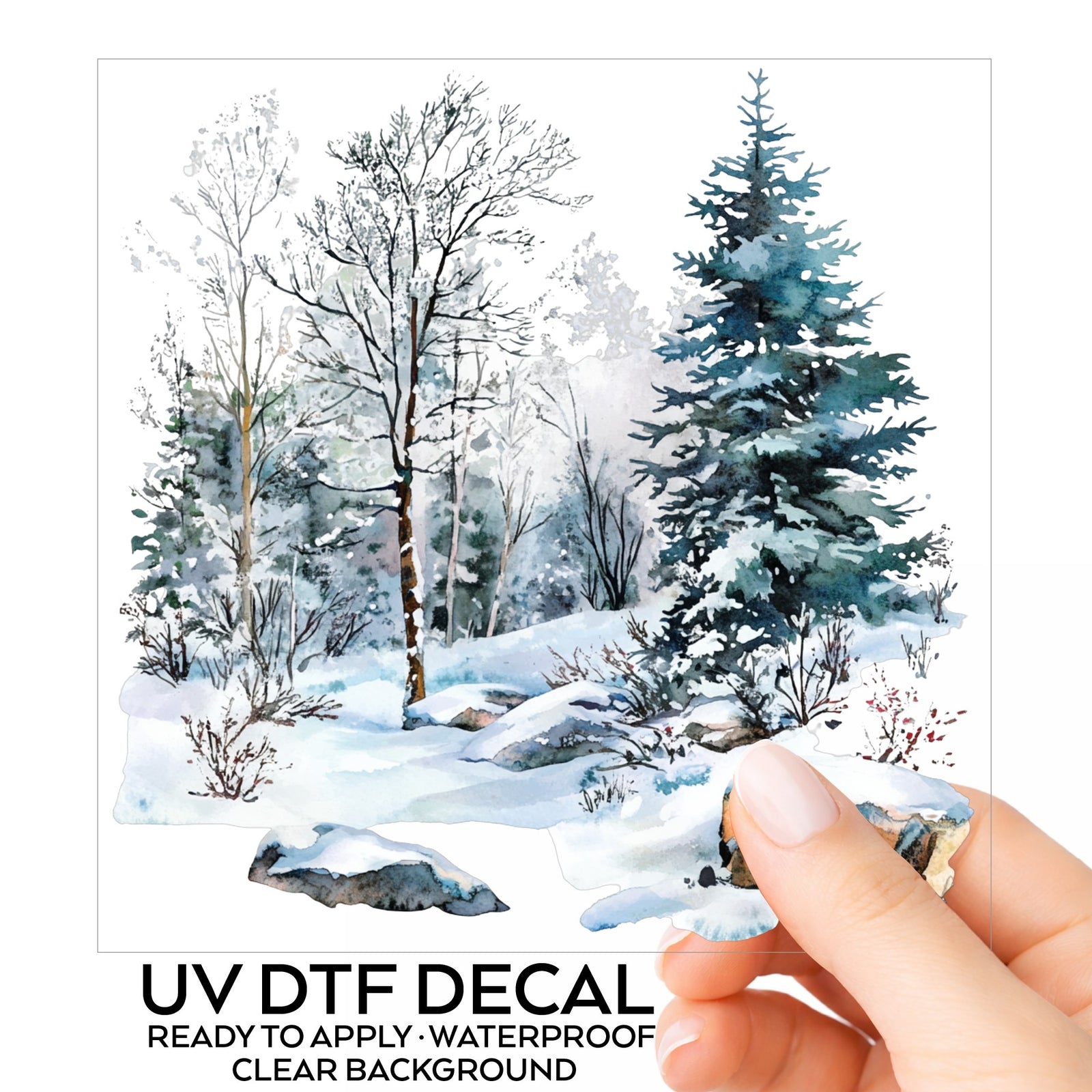 Birch And Spruce Winter Forest UV DTF sticker