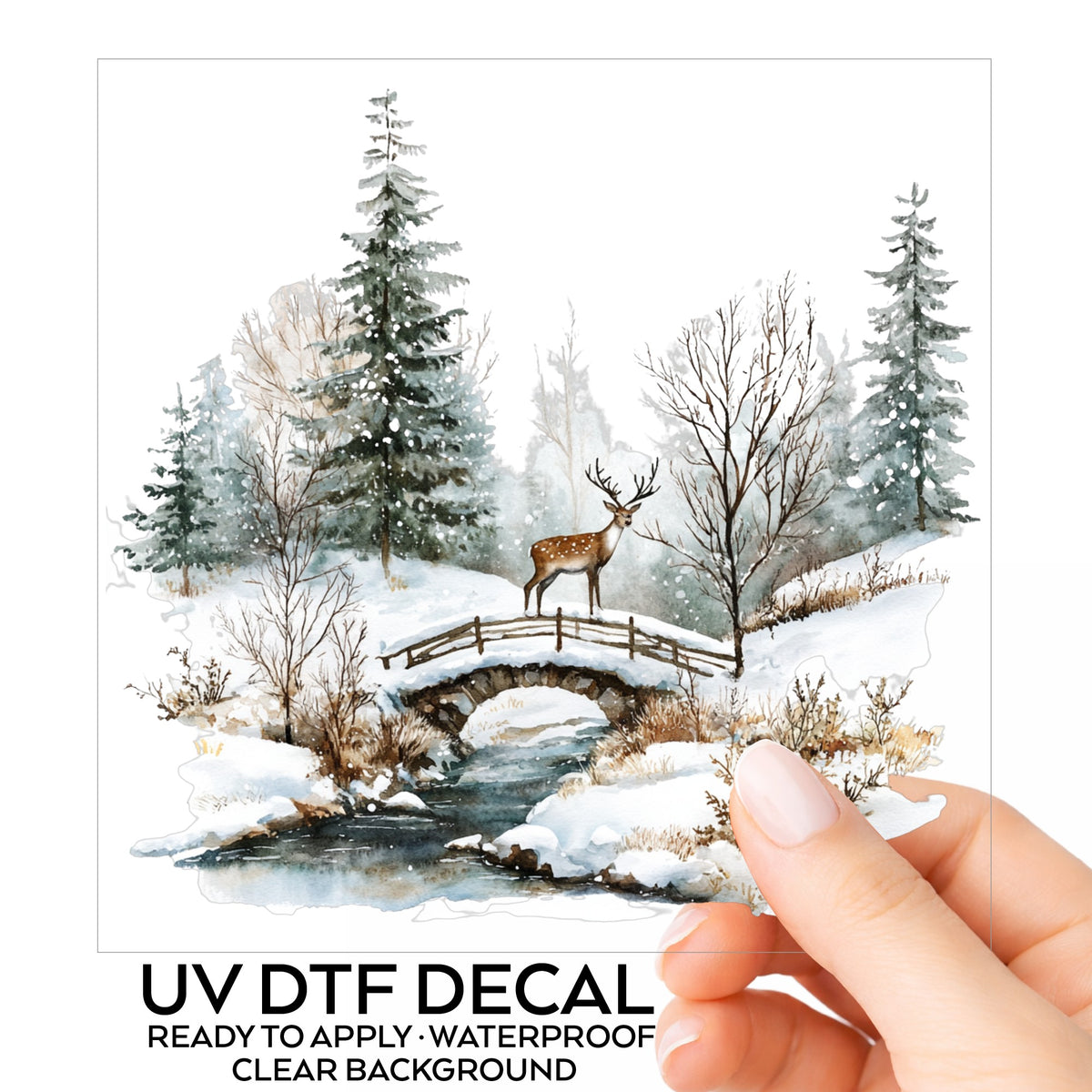 Deer On Stone Bridge UV DTF sticker
