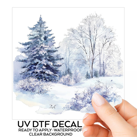 Purple Winter Forest UV DTF sticker
