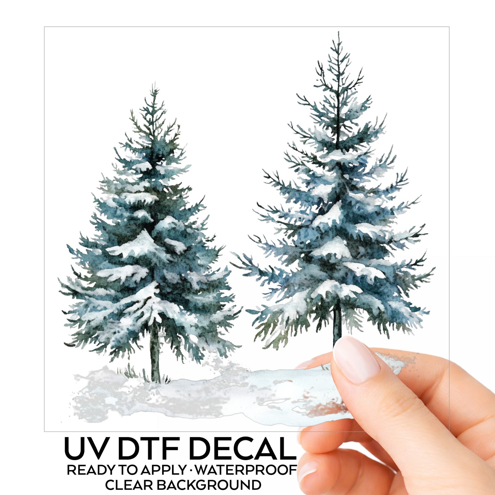 Snowy Evergreen Pair UV DTF sticker