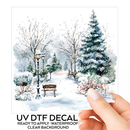 Winter Park Bench And Lamp Post UV DTF sticker