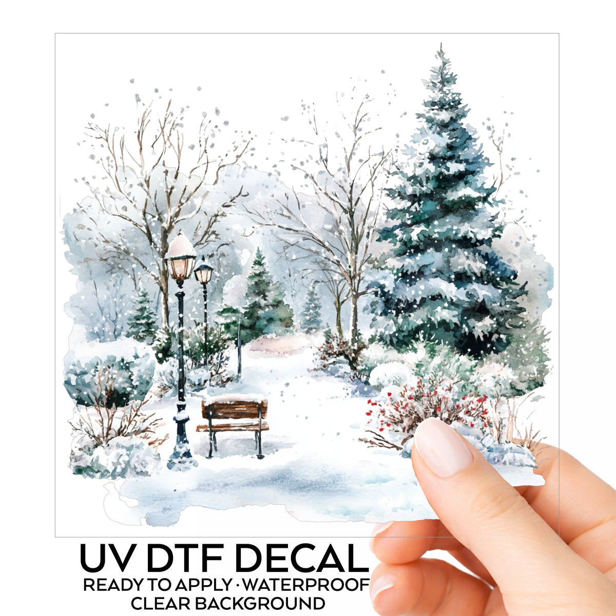 Winter Park Bench And Lamp Post UV DTF sticker