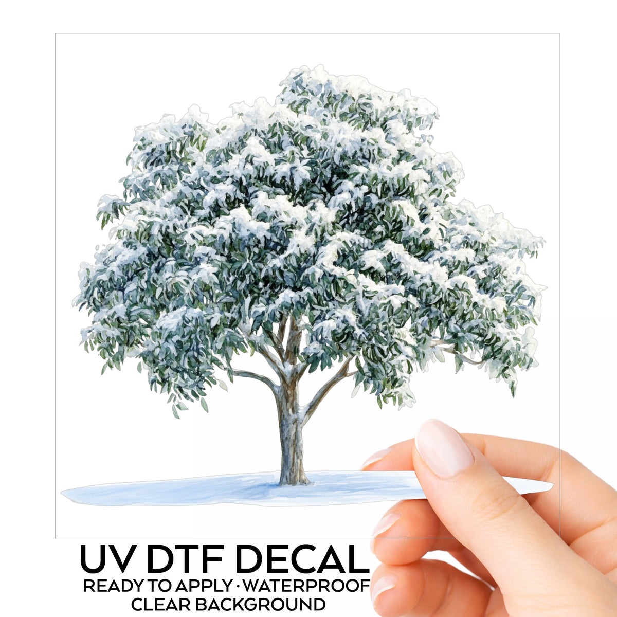 Snow Covered Tree UV DTF sticker