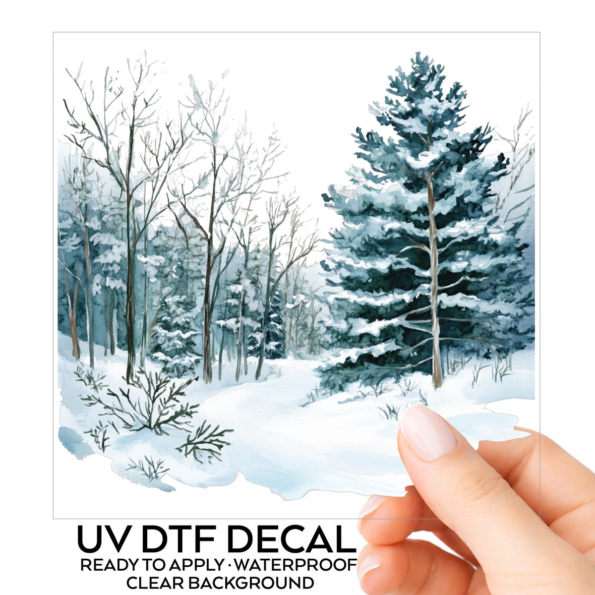 Tall Spruce Winter Forest UV DTF sticker