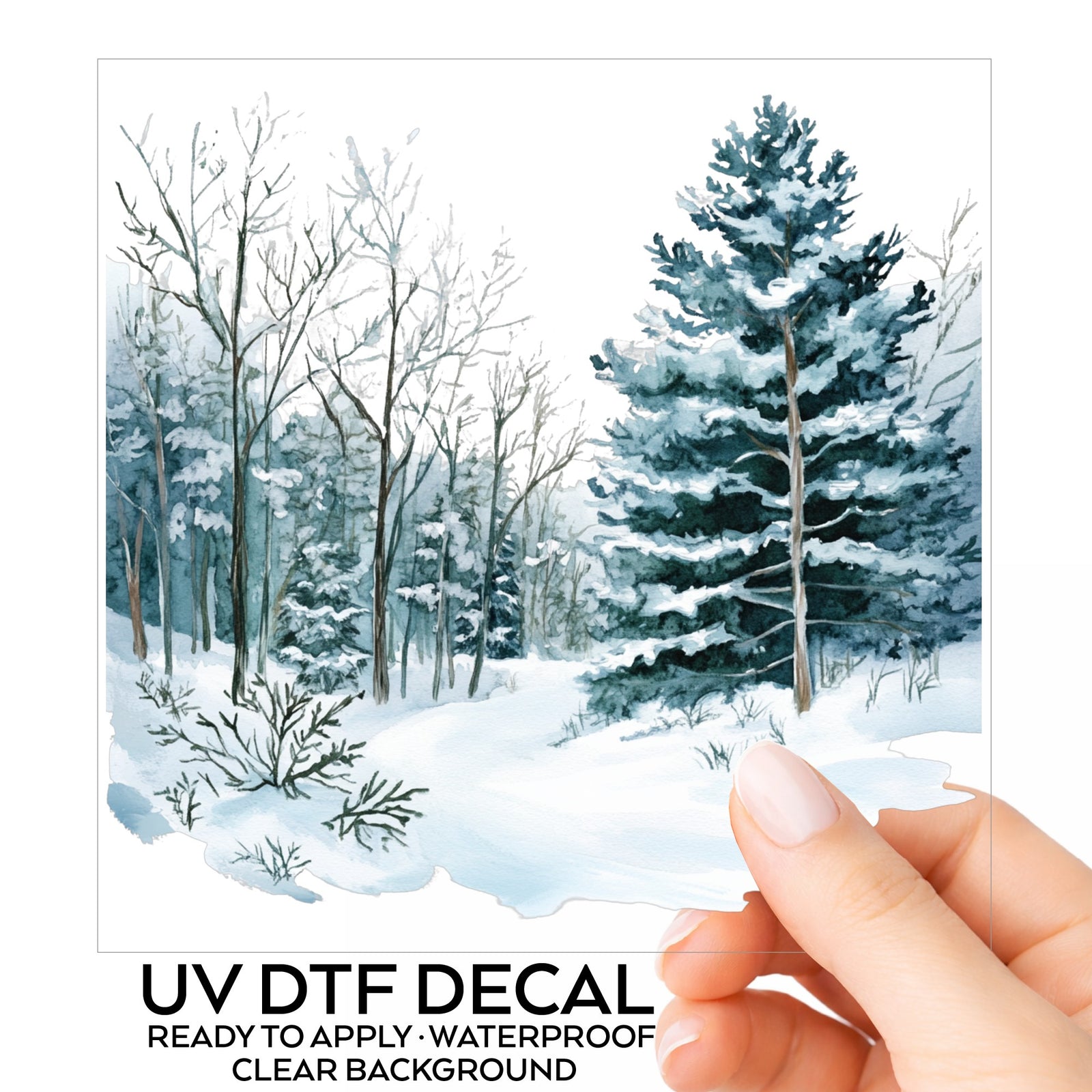 Tall Spruce Winter Forest UV DTF sticker