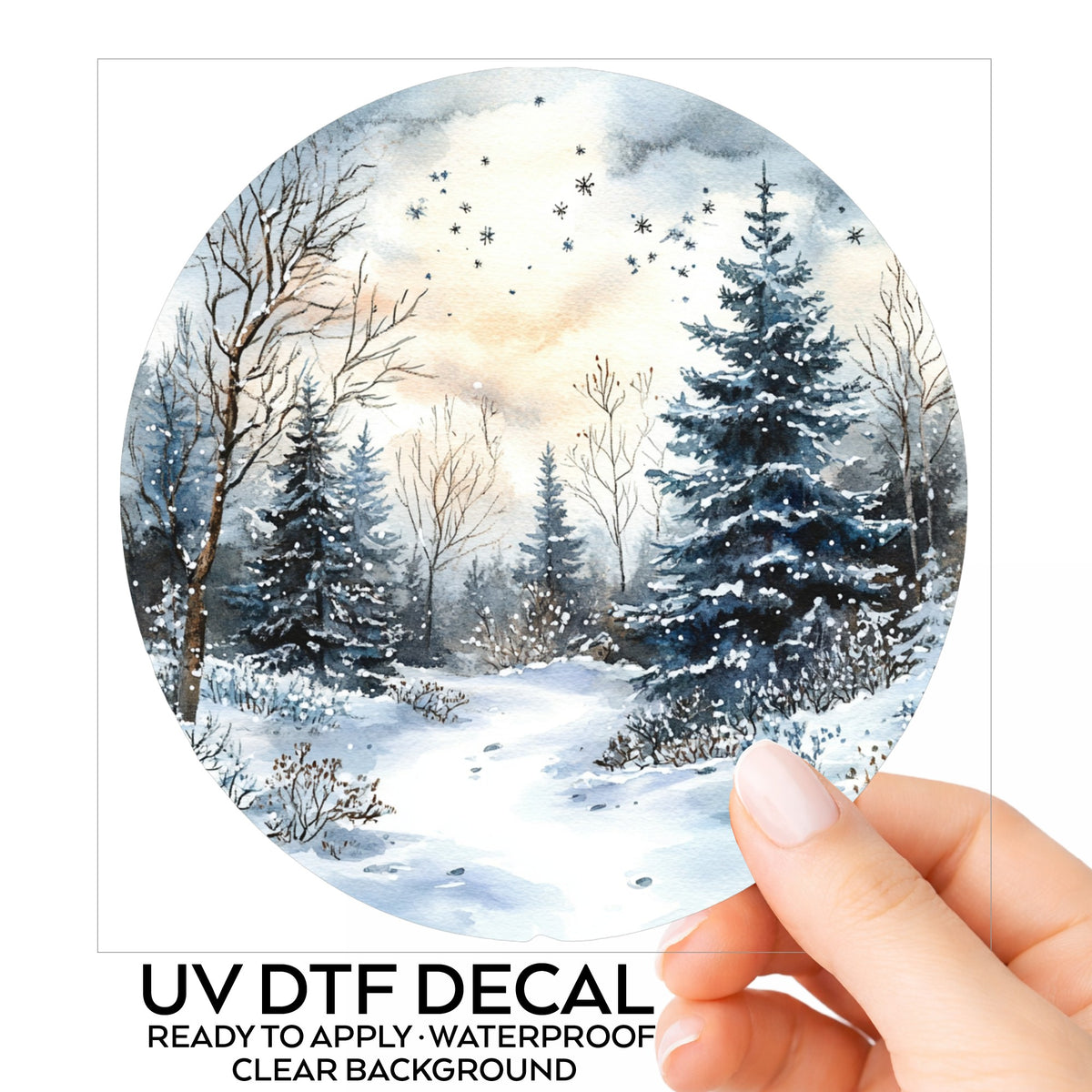 Starry Winter Night UV DTF sticker