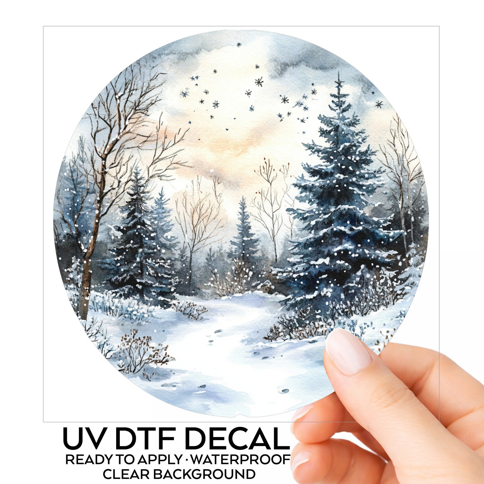 Starry Winter Night UV DTF sticker