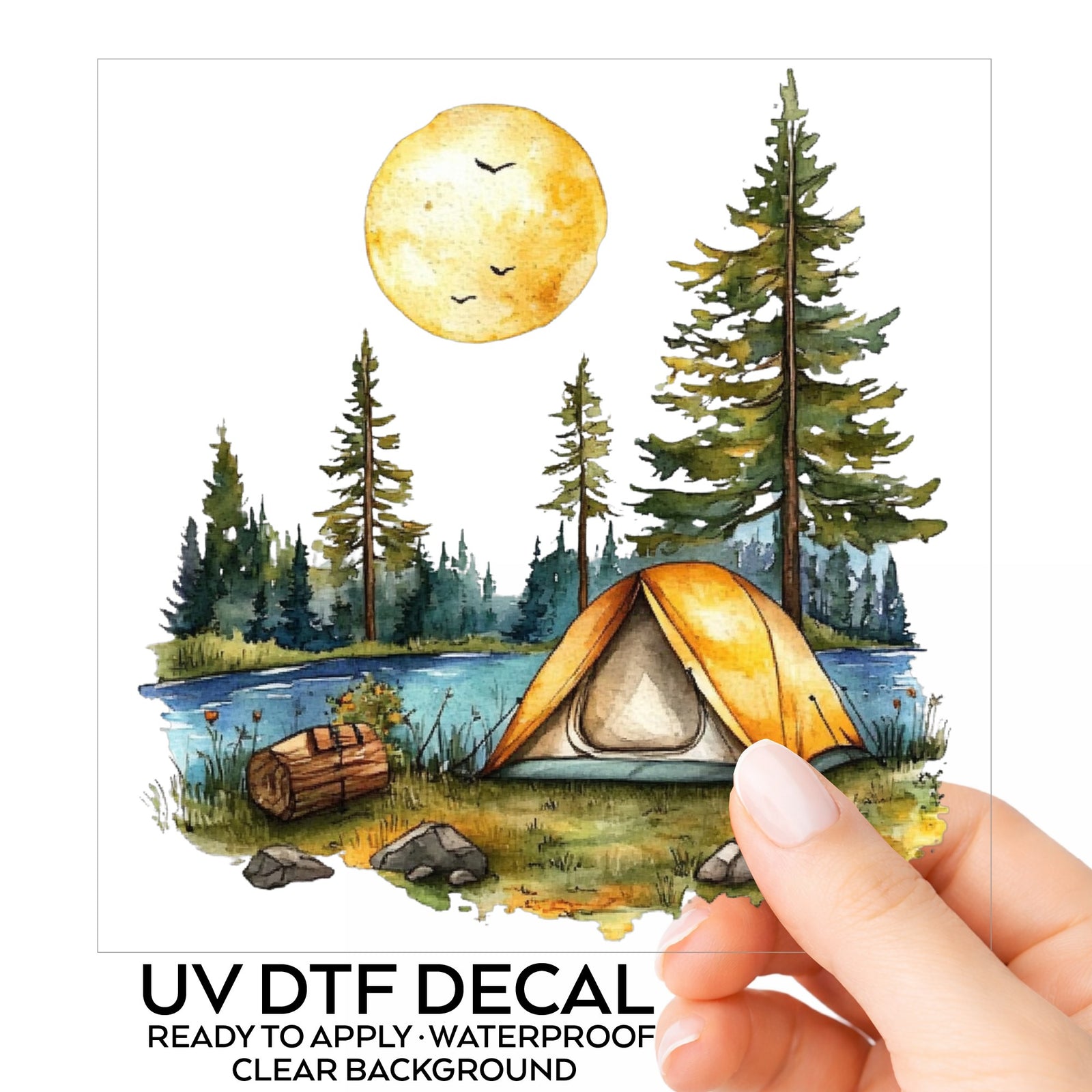 Sunny Lake Campsite UV DTF sticker