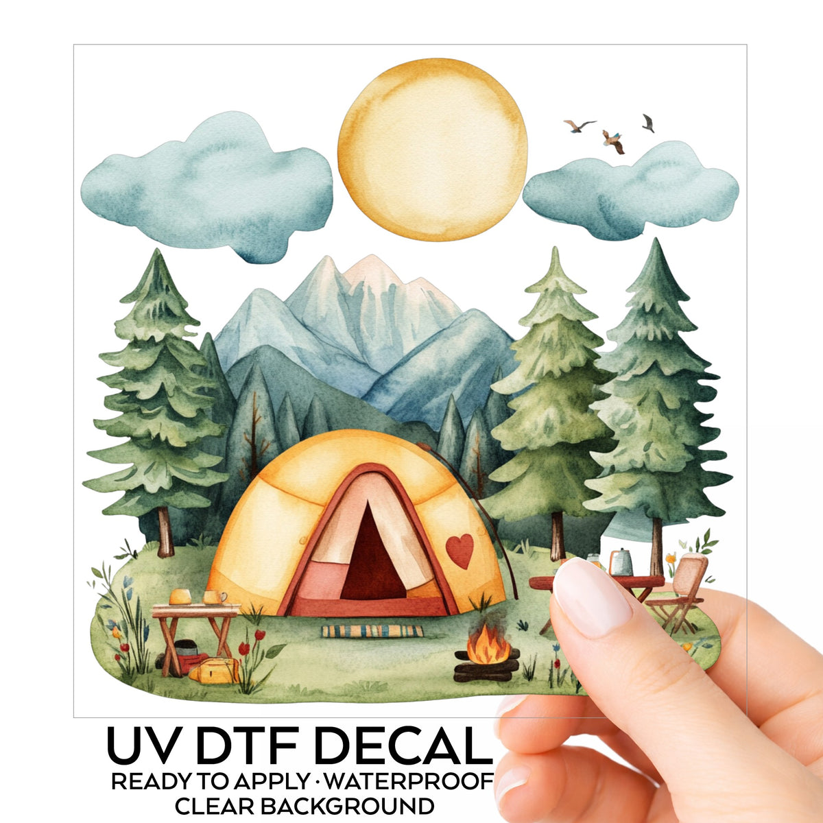 Mountain Camp Tent UV DTF sticker