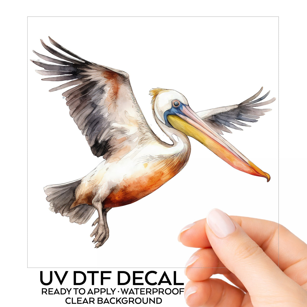 Pelican With Wings Spread UV DTF sticker