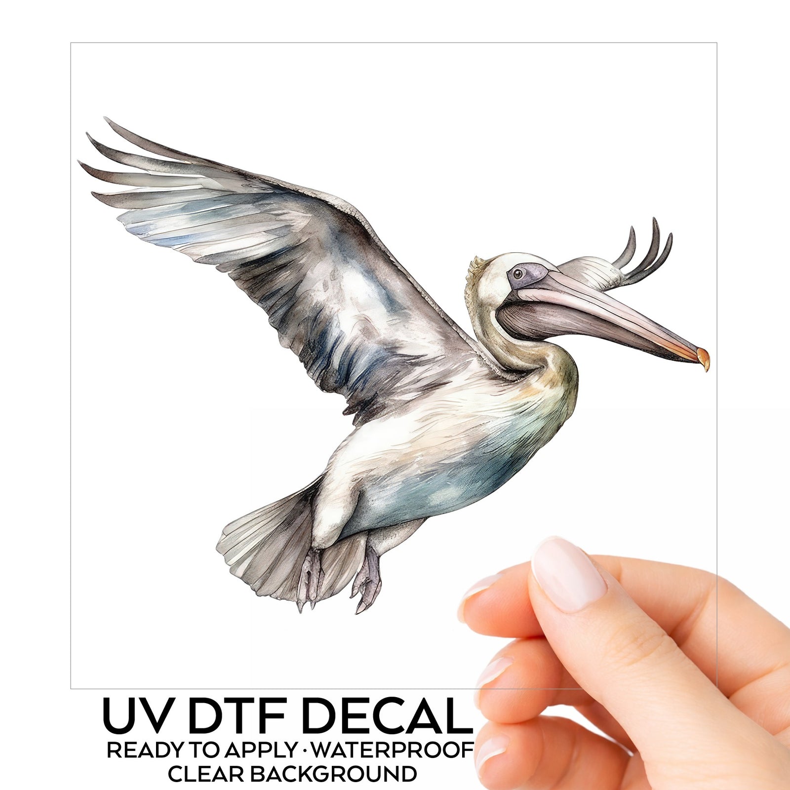 Pale Blue Pelican UV DTF sticker