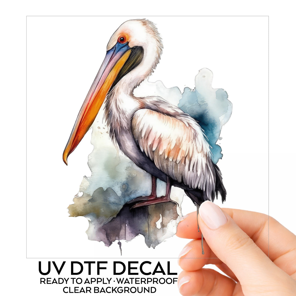 Teal Splash Pelican UV DTF sticker