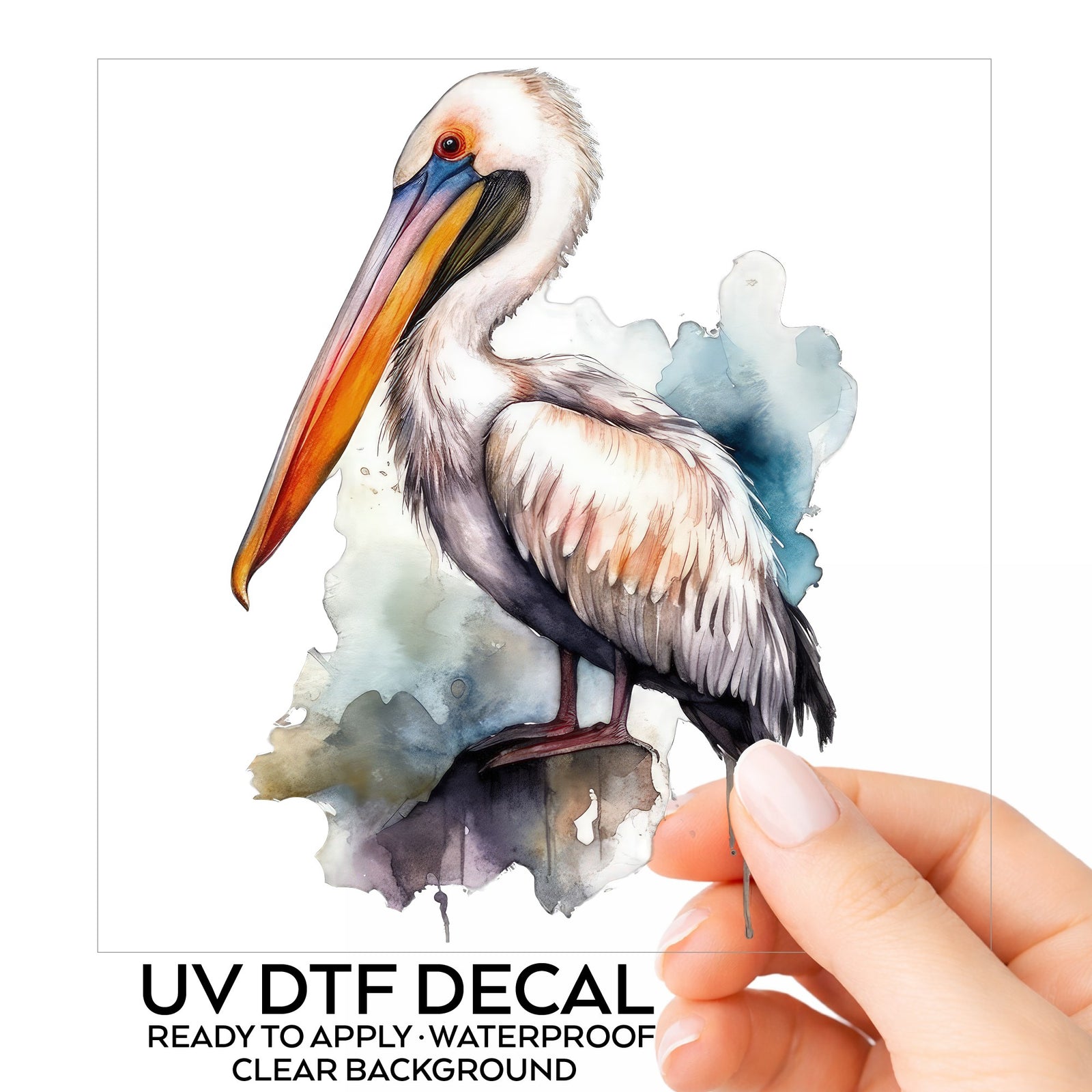 Teal Splash Pelican UV DTF sticker