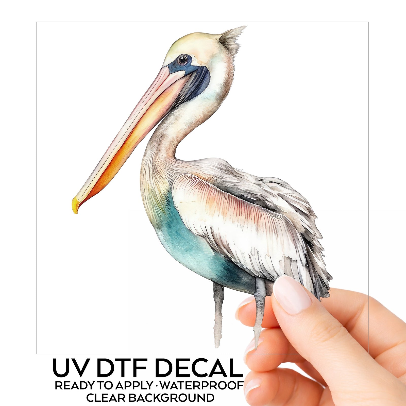 Turquoise Pelican UV DTF sticker