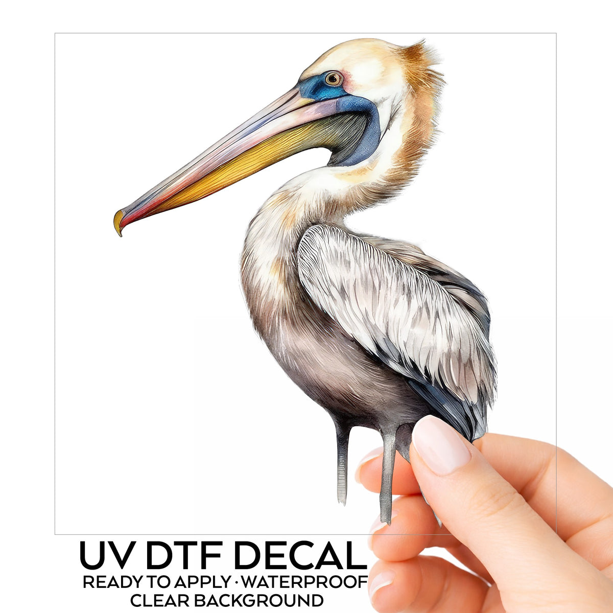 Striding Pelican UV DTF sticker