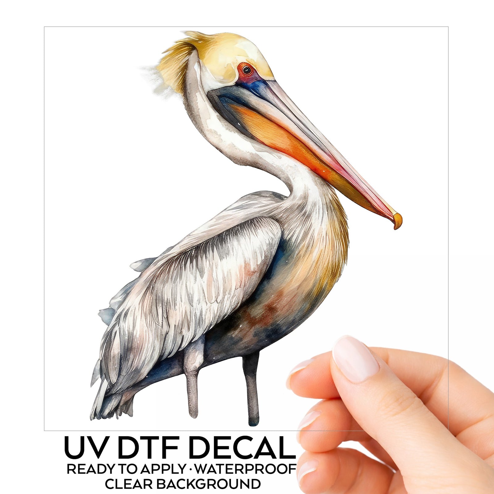 Yellow Crest Pelican UV DTF sticker