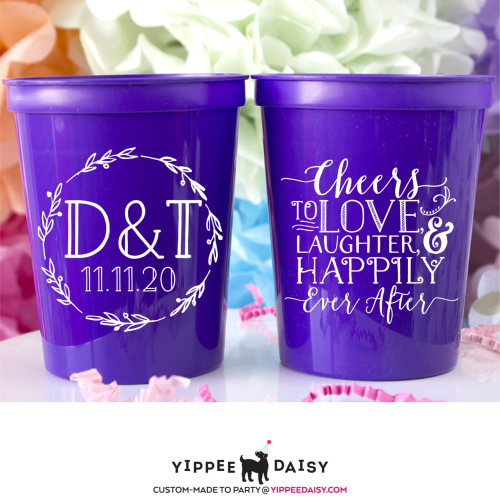 Cheers to Love Laughter and Happily Ever After Stadium Cups - Stadium Cup