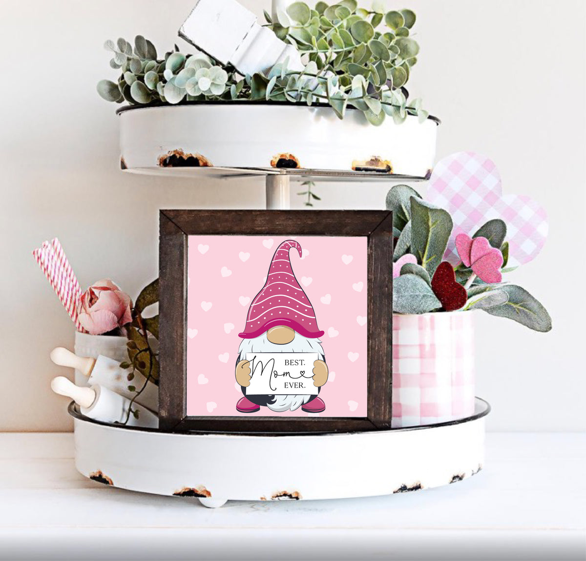 Best Mom Ever Pink Gnome Small Sign