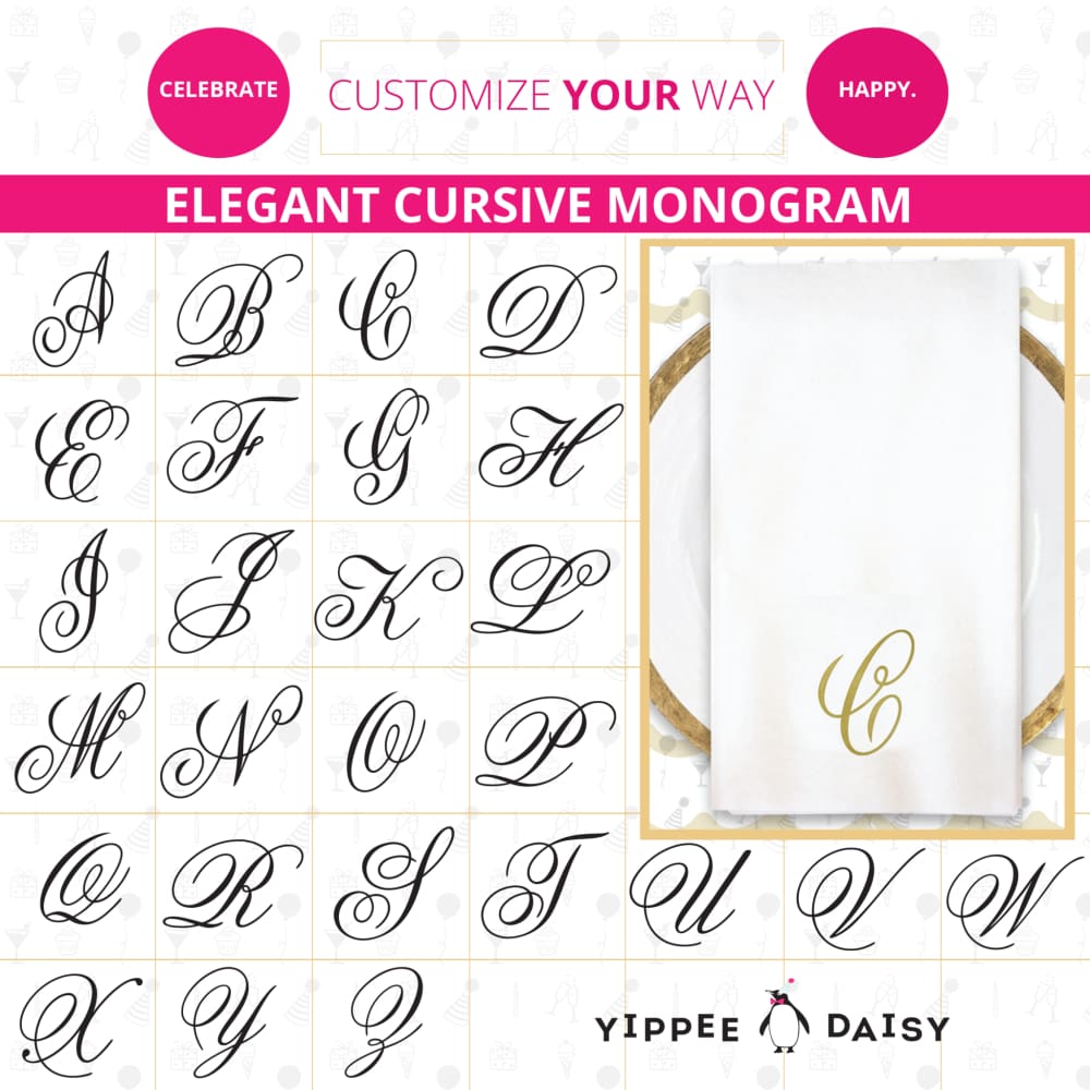 Elegant Cursive Monogram Napkin - Monogram Linun