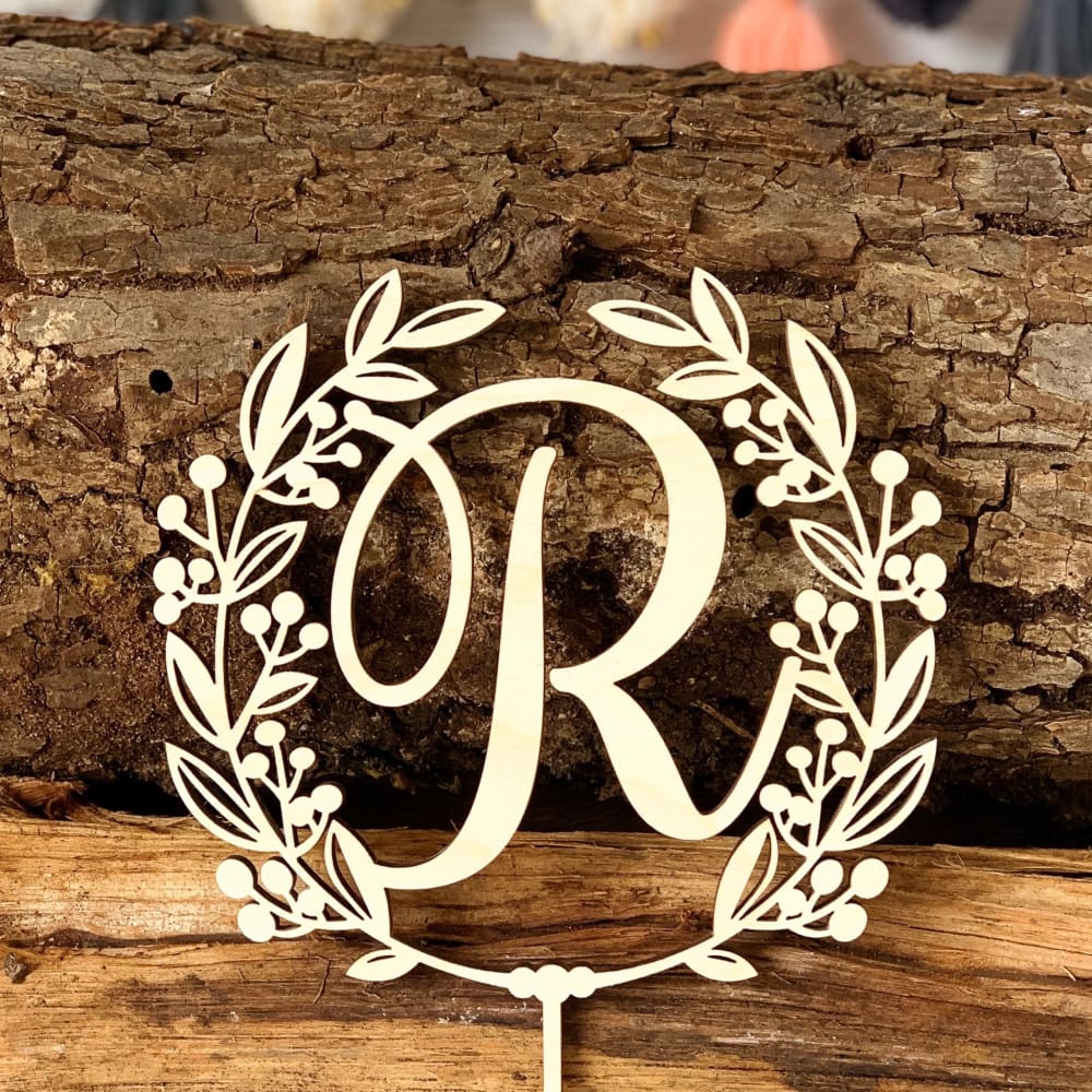 Monogram Wreath Cake Topper - Cake Topper