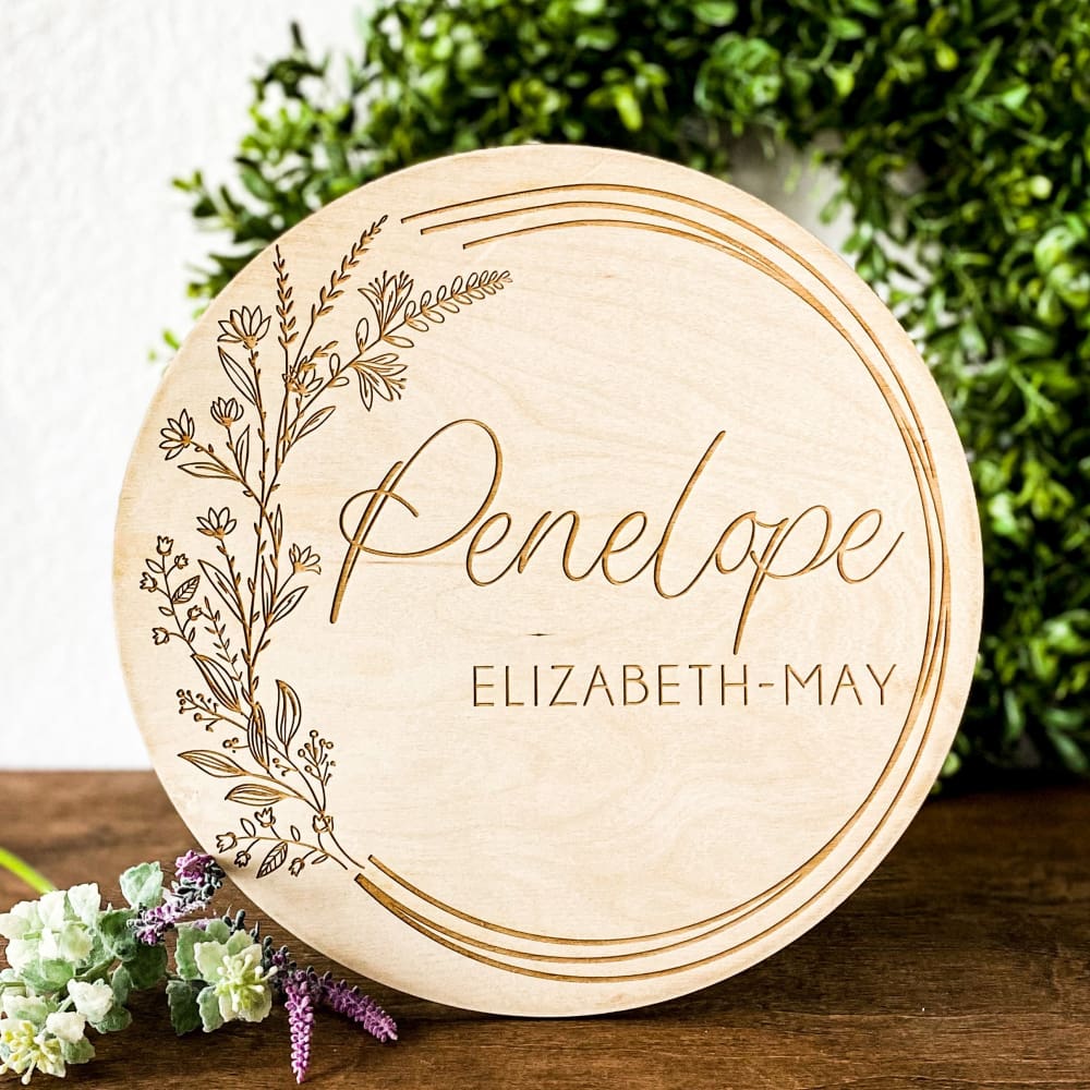Floral Wreath Newborn Sign