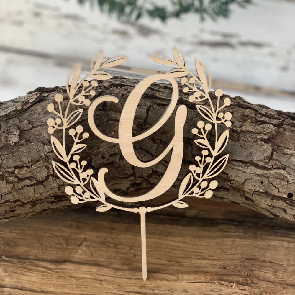Monogram Wreath Cake Topper - Cake Topper