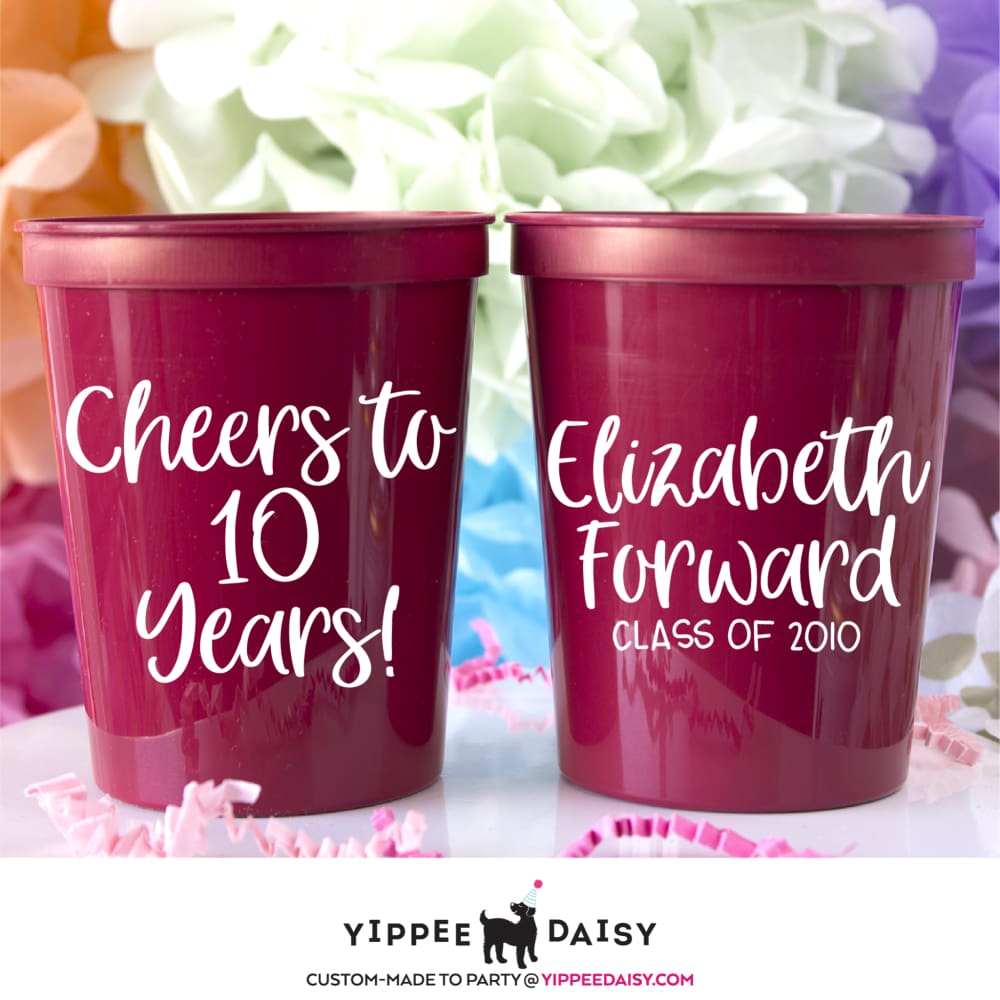 Cheers To 10 Years Stadium Cups - Stadium Cup