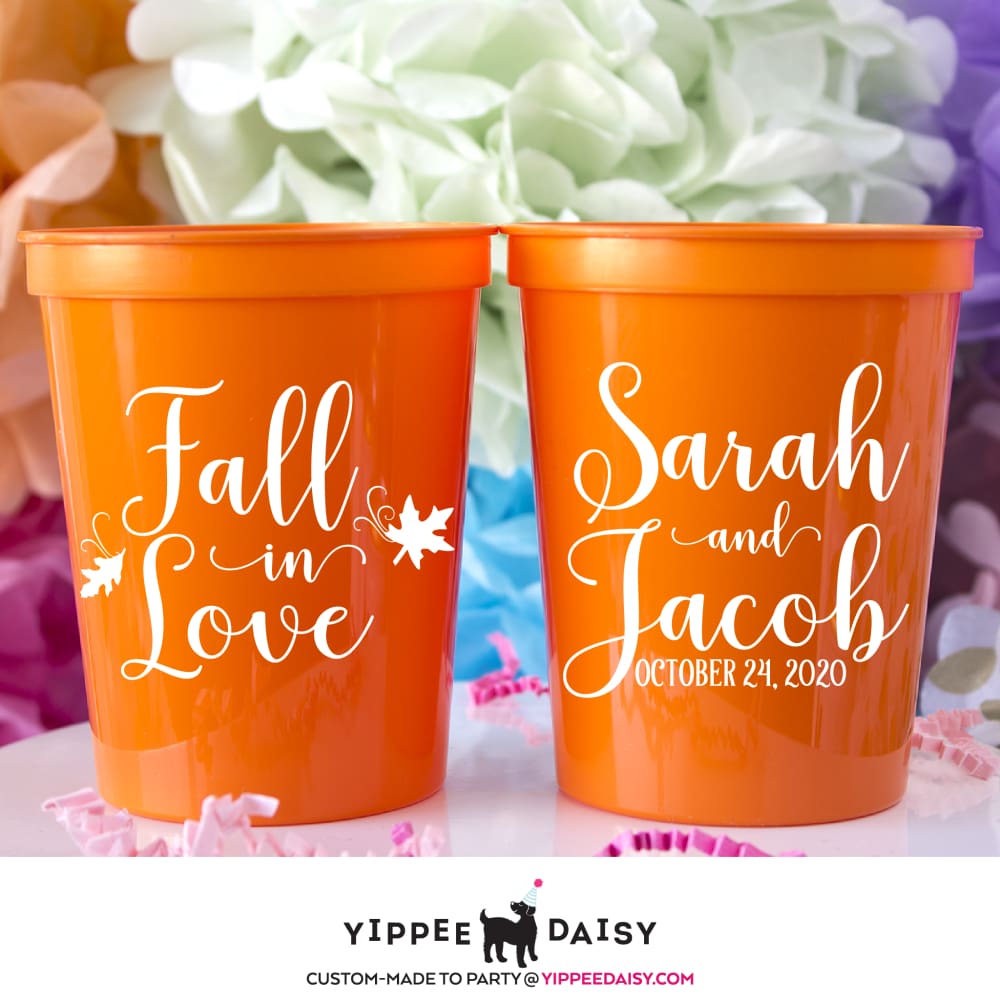 Fall In Love Personalized Wedding Stadium Cups - Stadium Cup