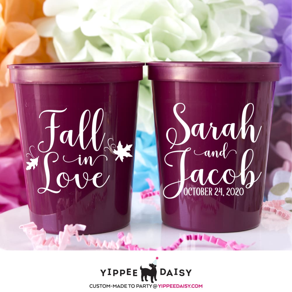 Fall In Love Personalized Wedding Stadium Cups - Stadium Cup