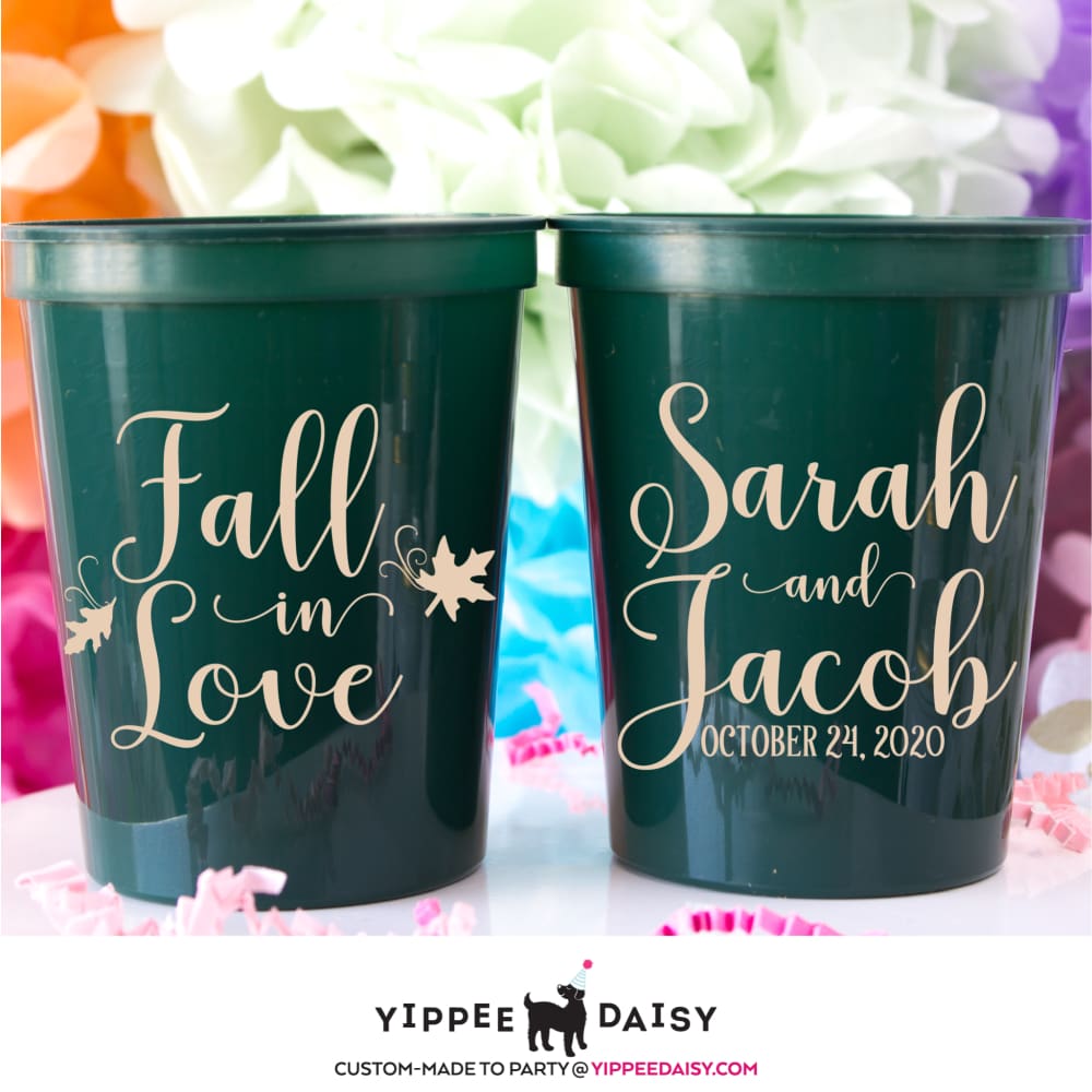 Fall In Love Personalized Wedding Stadium Cups - Stadium Cup