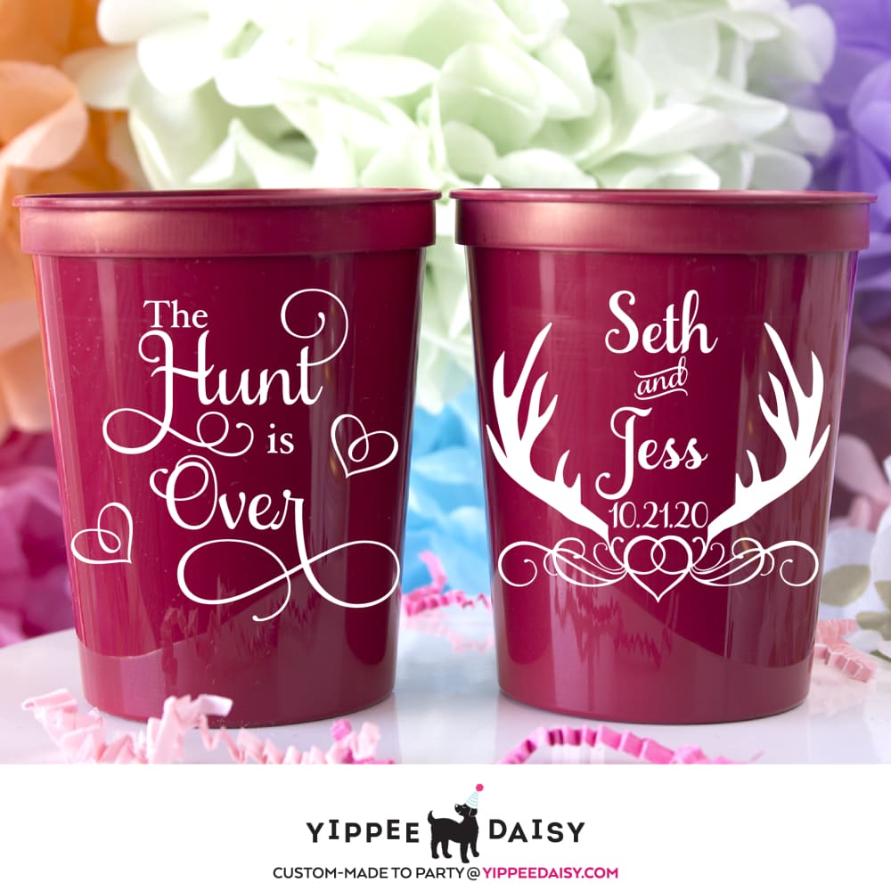 The Hunt Is Over Personalized Wedding Stadium Cups - Stadium Cup